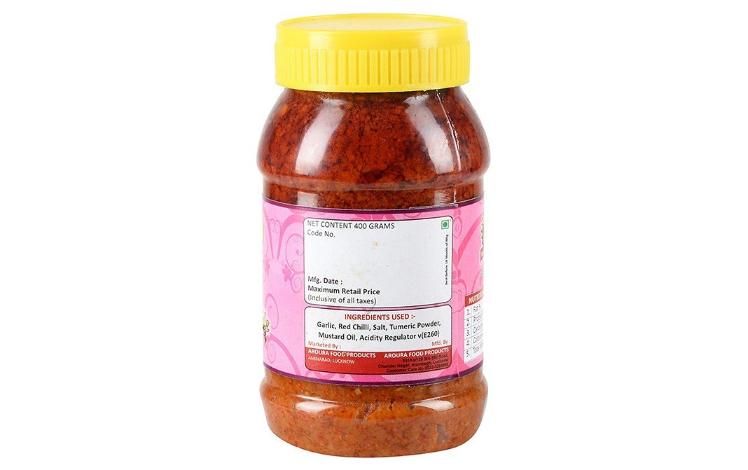 Aroura Garlic Schezwan Pickle (In Mustard Oil)   Glass Jar  400 grams